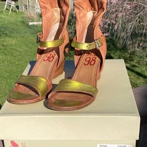 A.S. 98 Kerrigan High Heel Sandal Booties Metallic